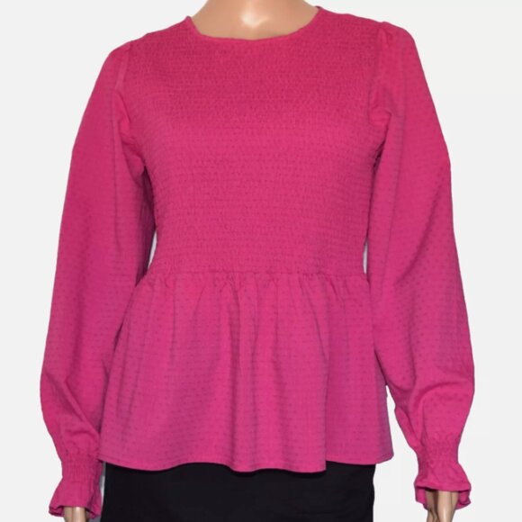 New MICHELLE MCDOWELL Smocked Long Sleeve Stretch Stevie Top Size S - Picture 1 of 8